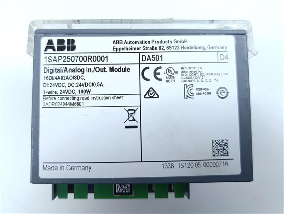 ABB 1SAP250700R0001 DA501 Digital/Analog In./Out. Module TESTED & NEUWERTIG
