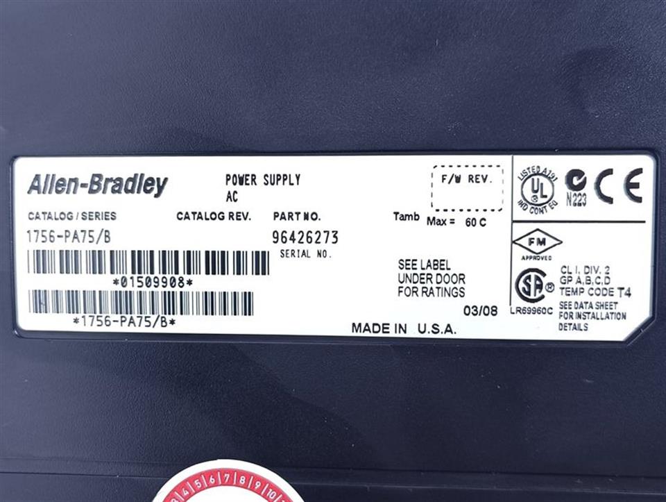 Allen Bradley 1756-PA75/B POWER SUPPLY 1756-A13 B TOP ZUSTAND & TESTED