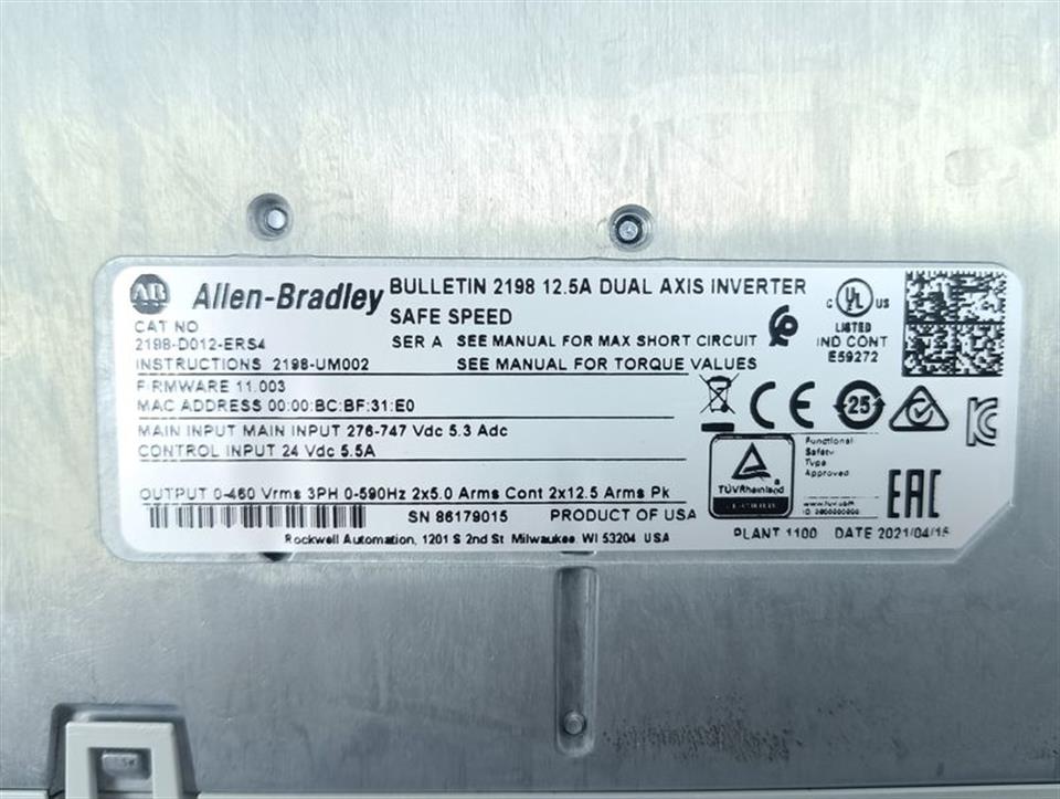 Allen Bradley Kinetix 5700 2198-D012-ERS4  TOP ZUSTAND