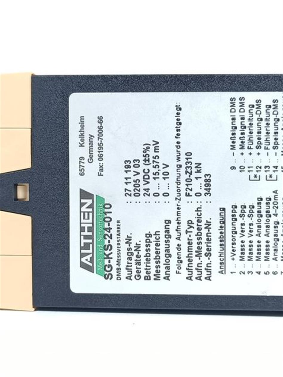 Althen SG-KS-24-010 DMS-Messverstärker SG-KS8 24VDC UNUSED & OVP