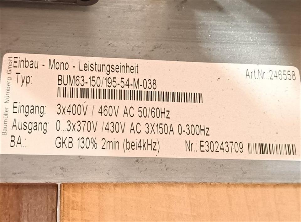Baumüller BUM63-150/195-54-M BUM63-150/195-54-M-038 3x150A Artikel ID 246558