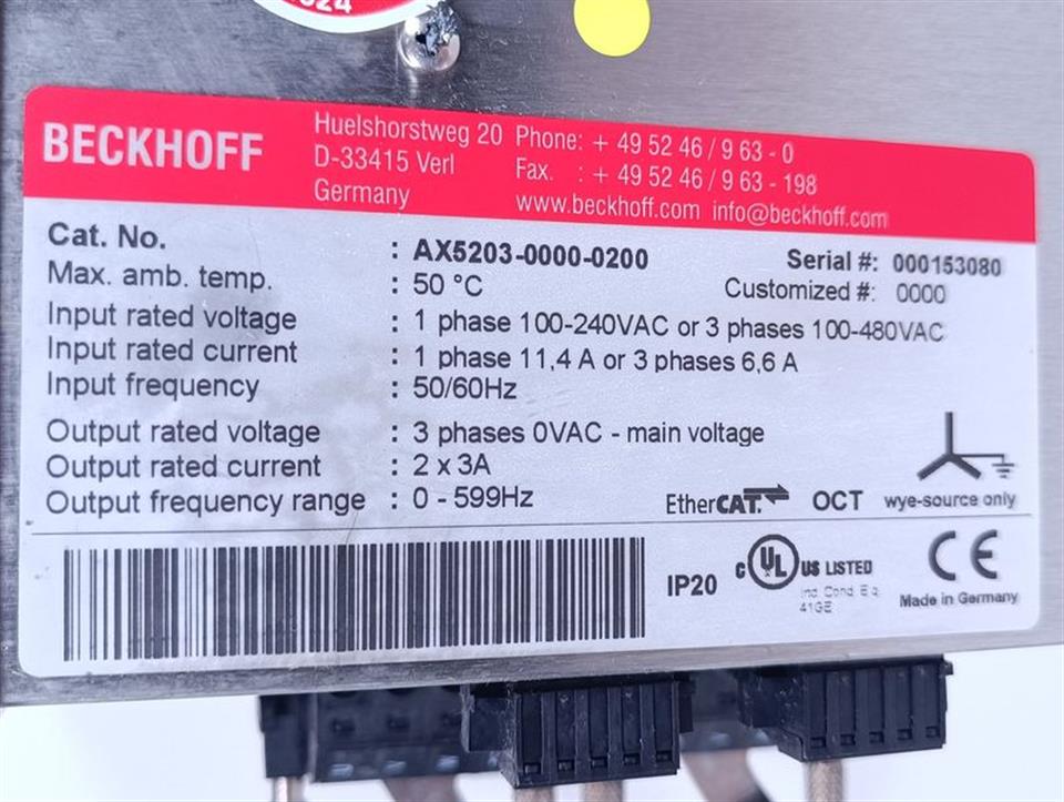 Beckhoff AX5203-0000-0200 Servo Drive Gehäuse gebrochen TESTED & TOP ZUSTAND