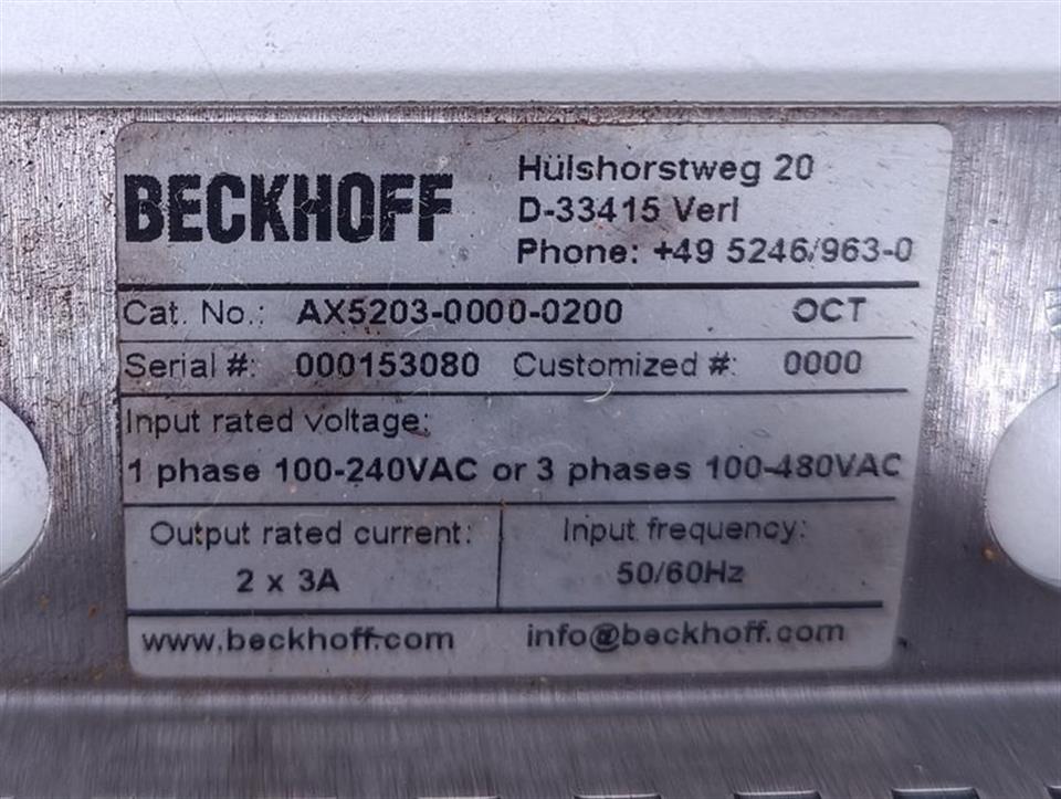 Beckhoff AX5203-0000-0200 Servo Drive Gehäuse gebrochen TESTED & TOP ZUSTAND