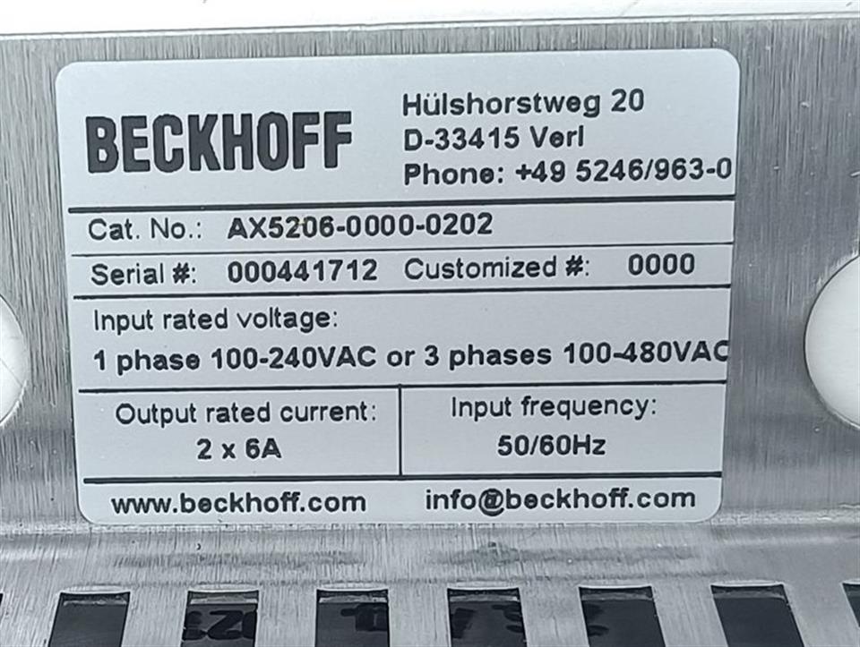 Beckhoff AX5206-0000-0202 Servoverstärker 2-kanalig AX5206 UNUSED & OVP