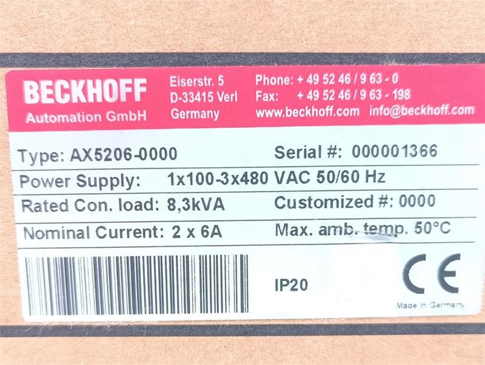 Beckhoff  AX5206-0000 Servo Drive TESTED & NEUWERTIG & OVP