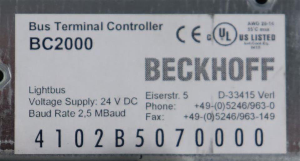 BECKHOFF BC2000 4102B5070000 Bus Terminal Controller TESTED & TOP ZUSTAND