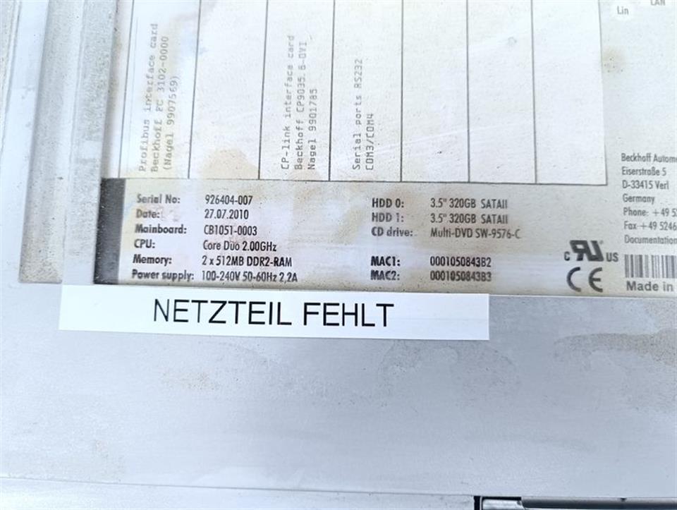 Beckhoff C6140 Industrial PC 926404-007  GEBRAUCHT