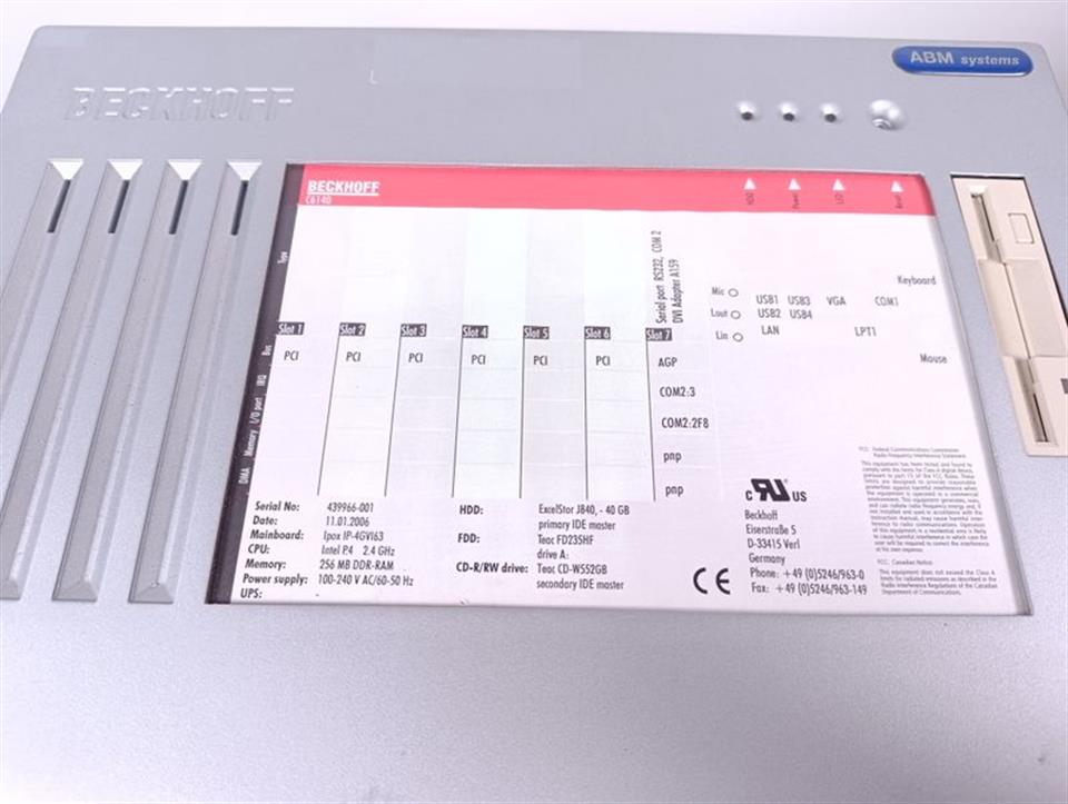 Beckhoff C6140 Ipox IP-4GVI63 BECKHOFF C9900_A159_3 CH7009A_DVI
