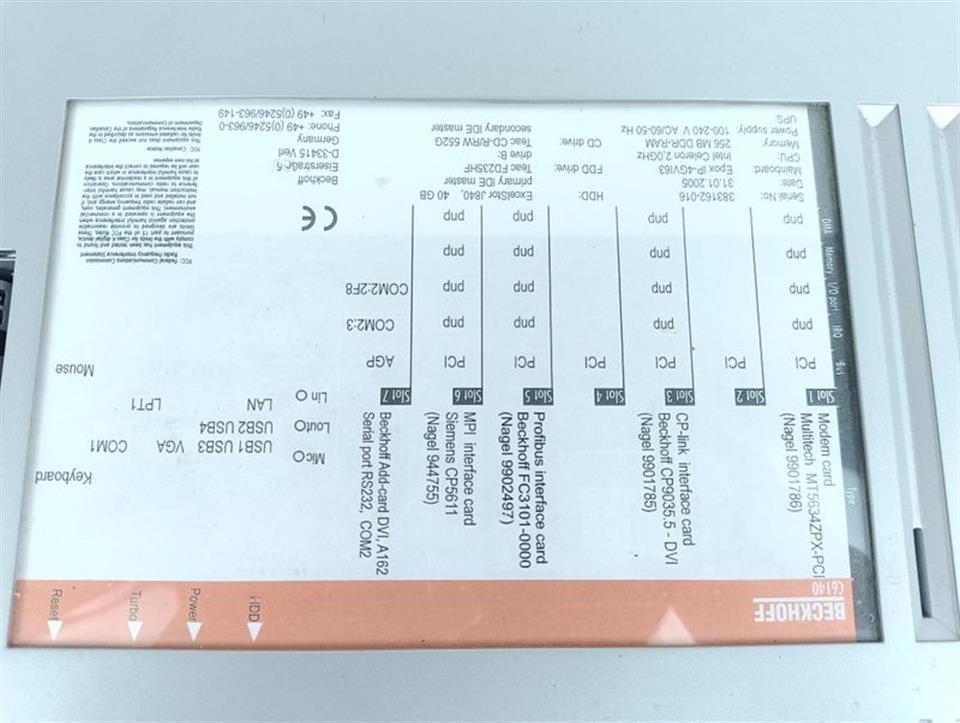 Beckhoff C6140 IPOX IP-4GVI63 SIEMENS C79040-A7520-C386-03-86 TOP ZUSTAND