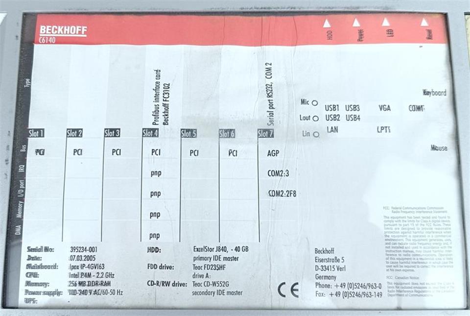 Beckhoff C6140 Ipox IP-4GVI63 TESTED & TOP ZUSTAND