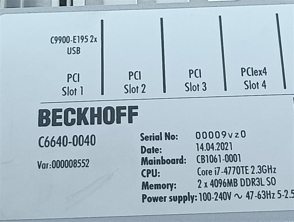 Beckhoff C6640 C6640-0040 Core i7 CB1061-0001 VarNr. 000008552 UNUSED & OVP