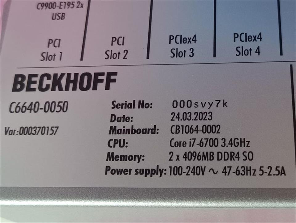 Beckhoff C6640 C6640-0040 Core i7 CB1064-0002 Var: 000370157 UNUSED & OVP SEALED