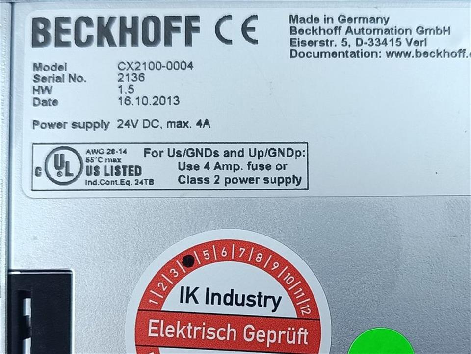 Beckhoff CX2100-0004 HW : 1.5 Netzteil Modul TESTED & NEUWERTIG