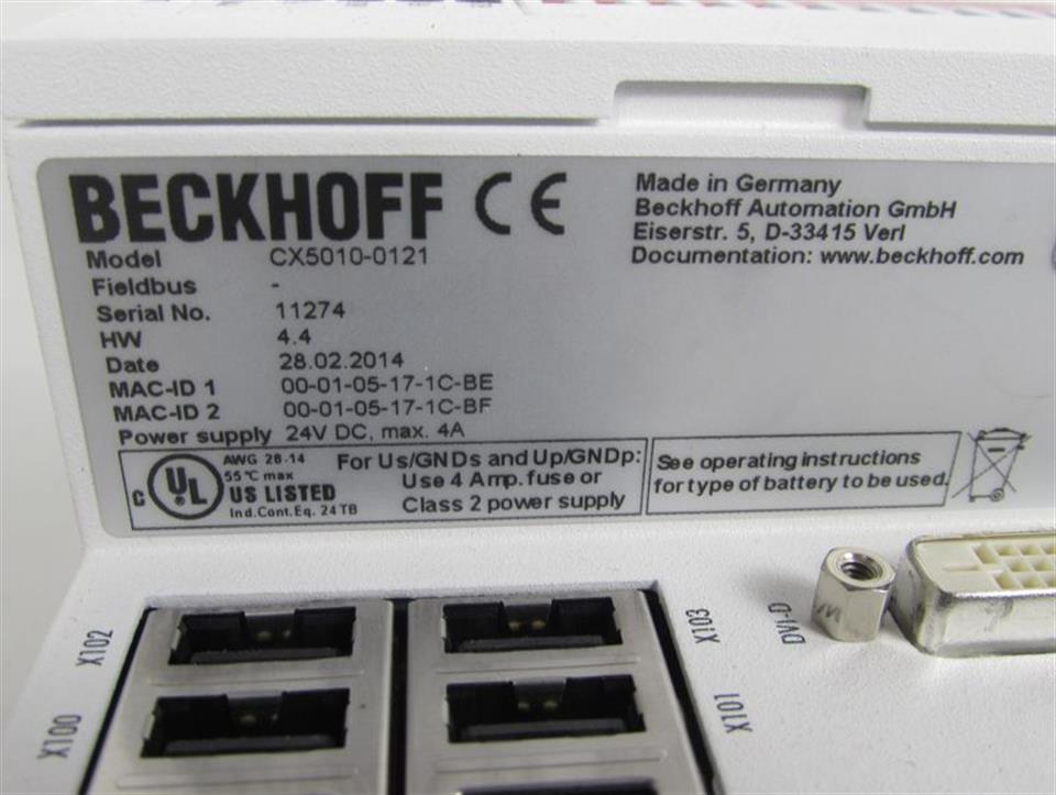 Beckhoff CX5010-0121 CPU Modul CX5010 + CX1900-0027 4GB TESTED NEUWERTIG