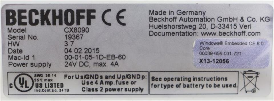 Beckhoff CX8090 Embedded PC mit Ethernet TESTED & NEUWERTIG