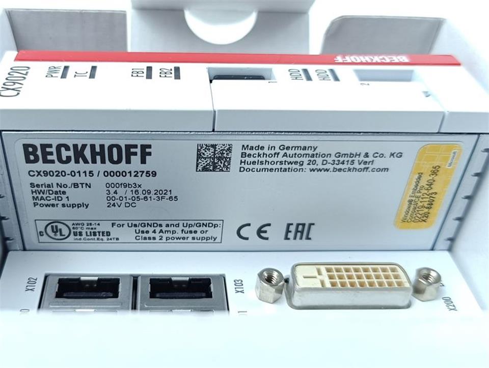 Beckhoff CX9020 CX9020-0115 /000012759 24VDC UNUSED & OVP