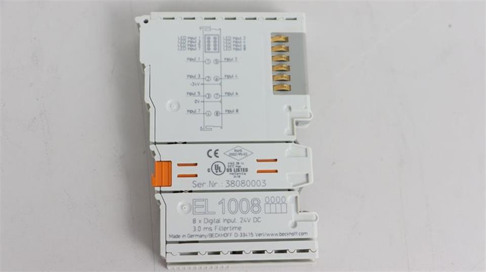 Beckhoff EL1008 8 x Digital Input 24V DC 3,0 ms Filtertime TOP ZUSTAND