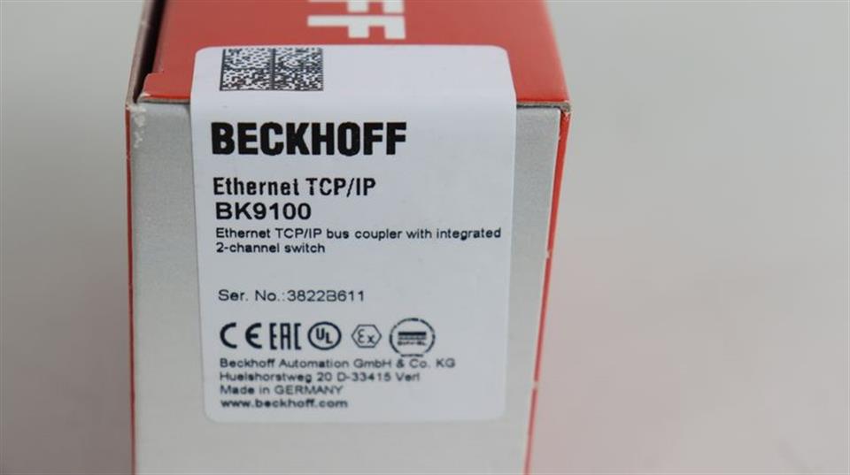 Beckhoff Ethernet TCP/IP BK9100 UNUSED + OVP + SEALED