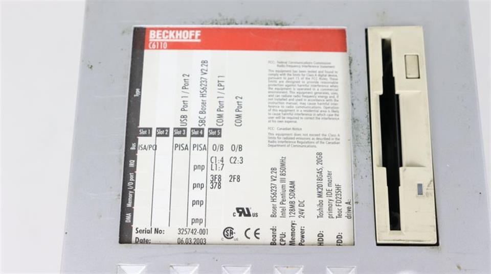 Beckhoff Industrial PC C6110 Boser HS6237 TESTED TOP ZUSTAND
