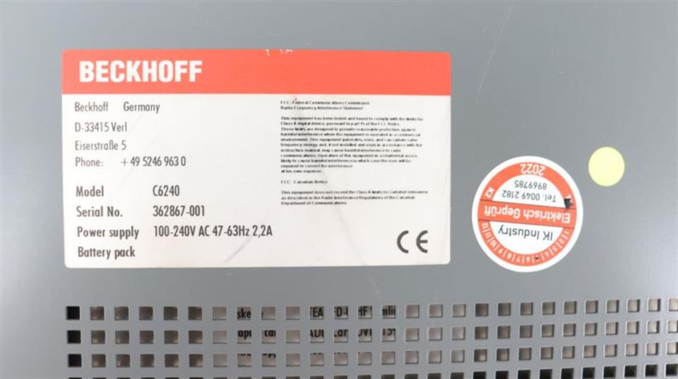 Beckhoff Industrie PC C6240 100-240V TOP ZUSTAND TESTED