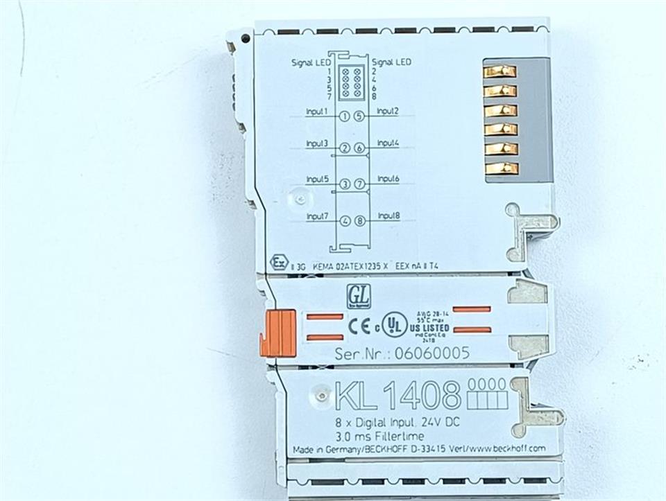 Beckhoff KL1408 8x Digital Input 24V DC 3,0ms Filtertime TOP ZUSTAND