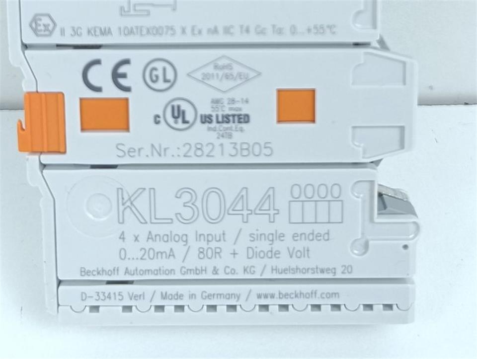 Beckhoff KL3044 4xAnalog Input 20mA 80R + Diode Volt UNUSED