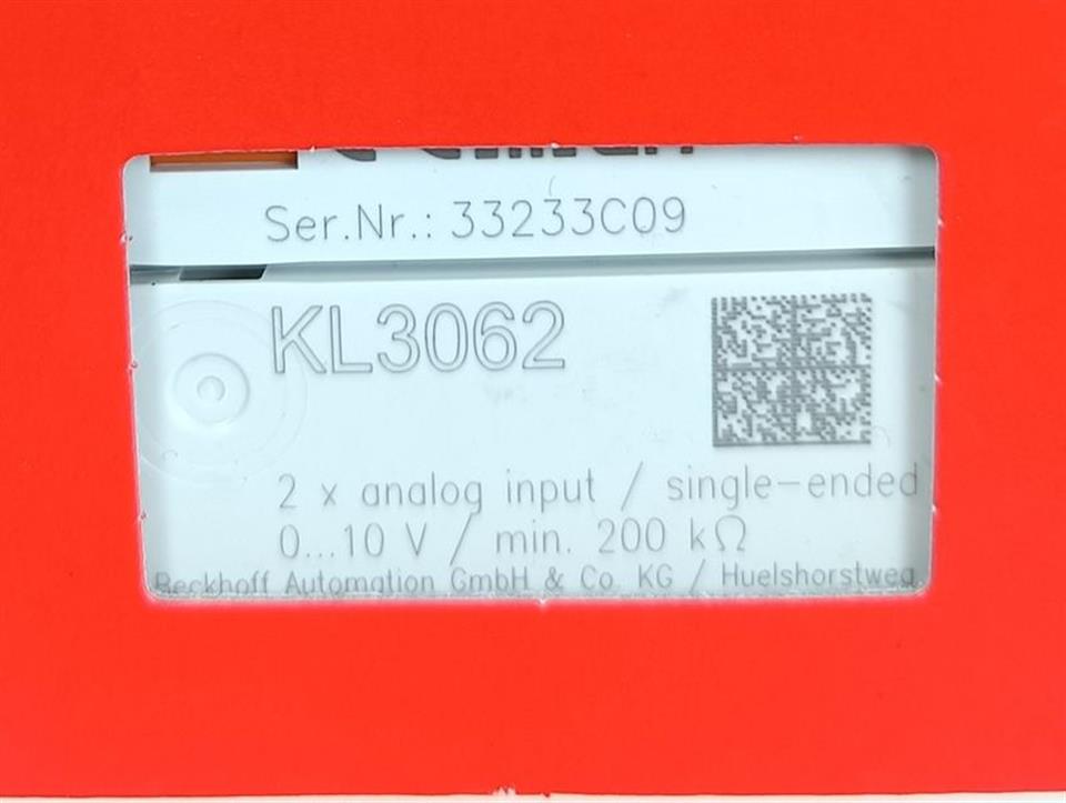 Beckhoff KL3062 2x Analog Input single Ended 0...10V min 200k Ohm OVP & SEALED