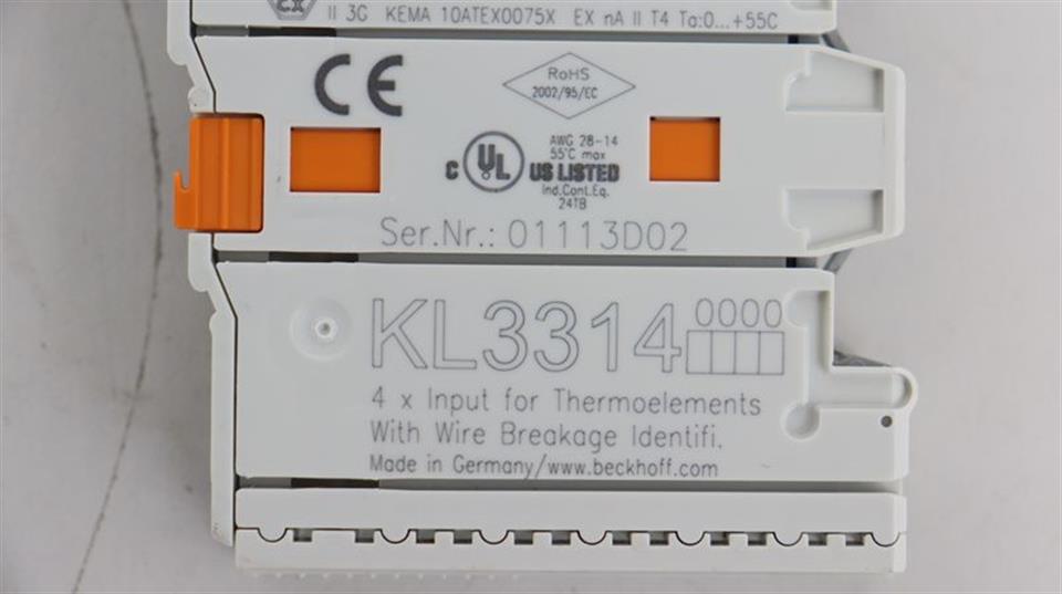 Beckhoff KL3314 4x Input for Thermoelements with Wire Breakage Identifi. UNUSED