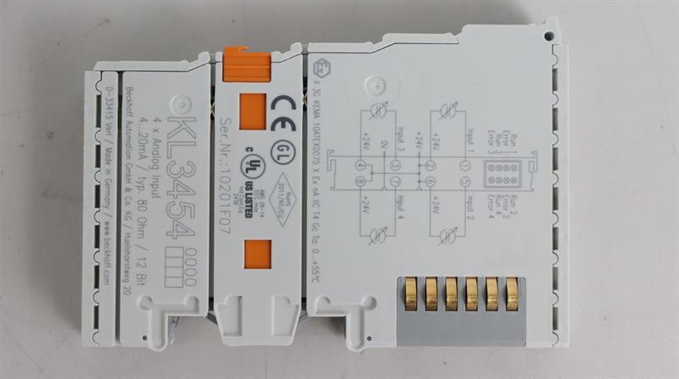 Beckhoff KL3454 4x Analog Input 12 Bit 4...20mA typ. 80 Ohm OVP & SEALED
