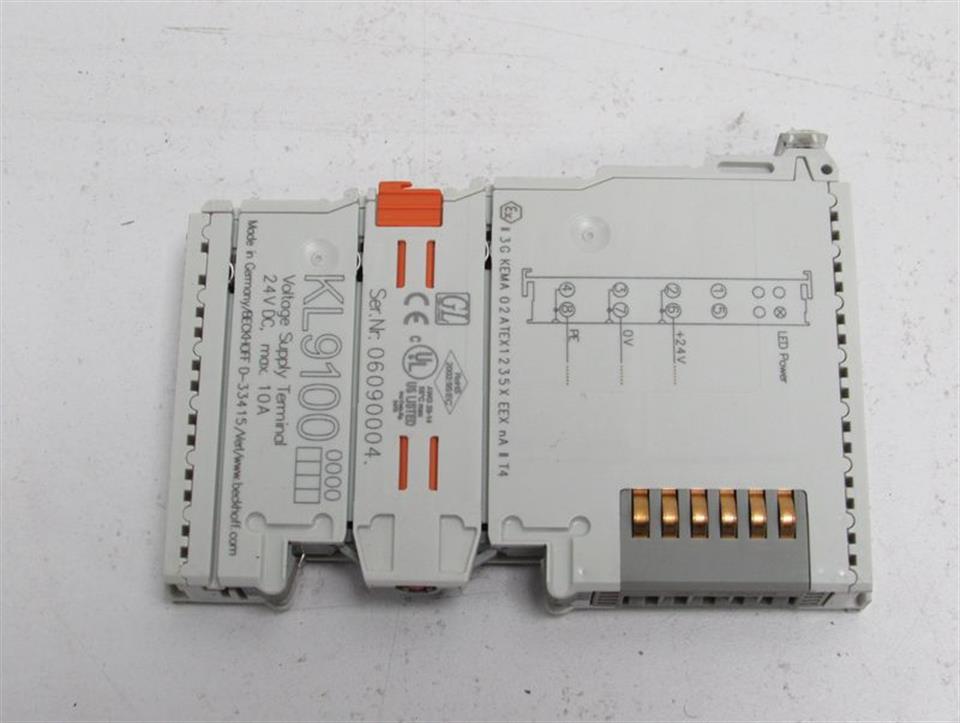 Beckhoff KL9100 Voltage Supply Terminal 24V DC max. 10A UNUSED
