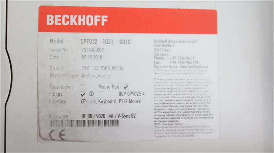 Beckhoff NAGEL Bedienterminal CP7032-1031-0010 TOP ZUSTAND