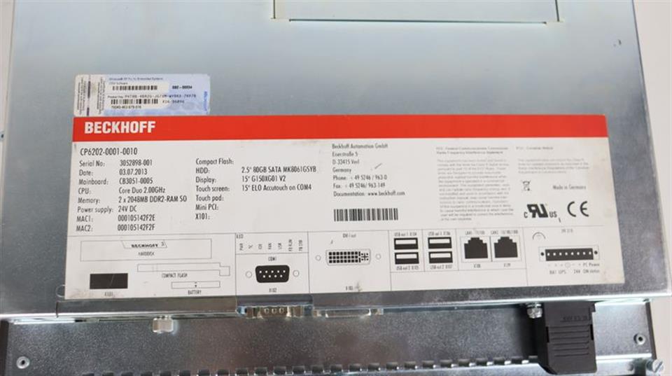 Beckhoff Panel PC 15" CP6202-0001-0010 SCHULER TESTED & NEUWERTIG