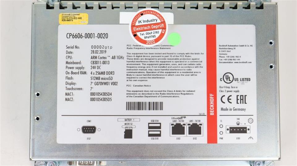 Beckhoff Panel PC CP6606-0001-0020 TESTED & NEUWERTIG & OVP