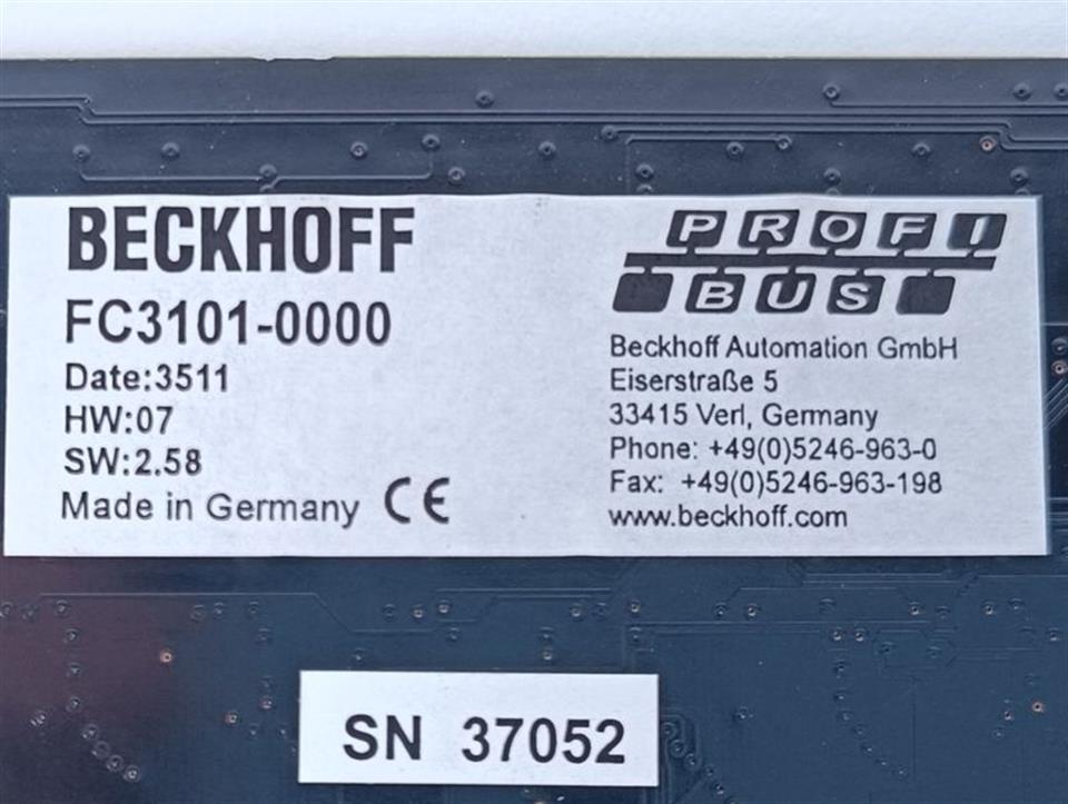 Beckhoff Profibus Card FC3101-0000 HW:07 SW: 2.58 TOP ZUSTAND