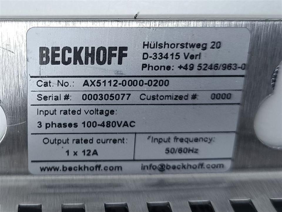 Beckhoff Servo Drive AX5112-0000-0200 + AX5801-0200 TESTED & TOP ZUSTAND
