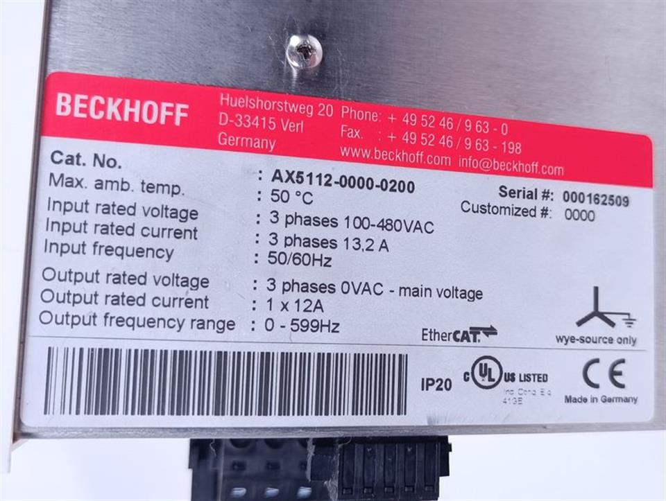 Beckhoff Servo Drive AX5112-0000-0200 + AX5805 Modul TESTED & TOP ZUSTAND