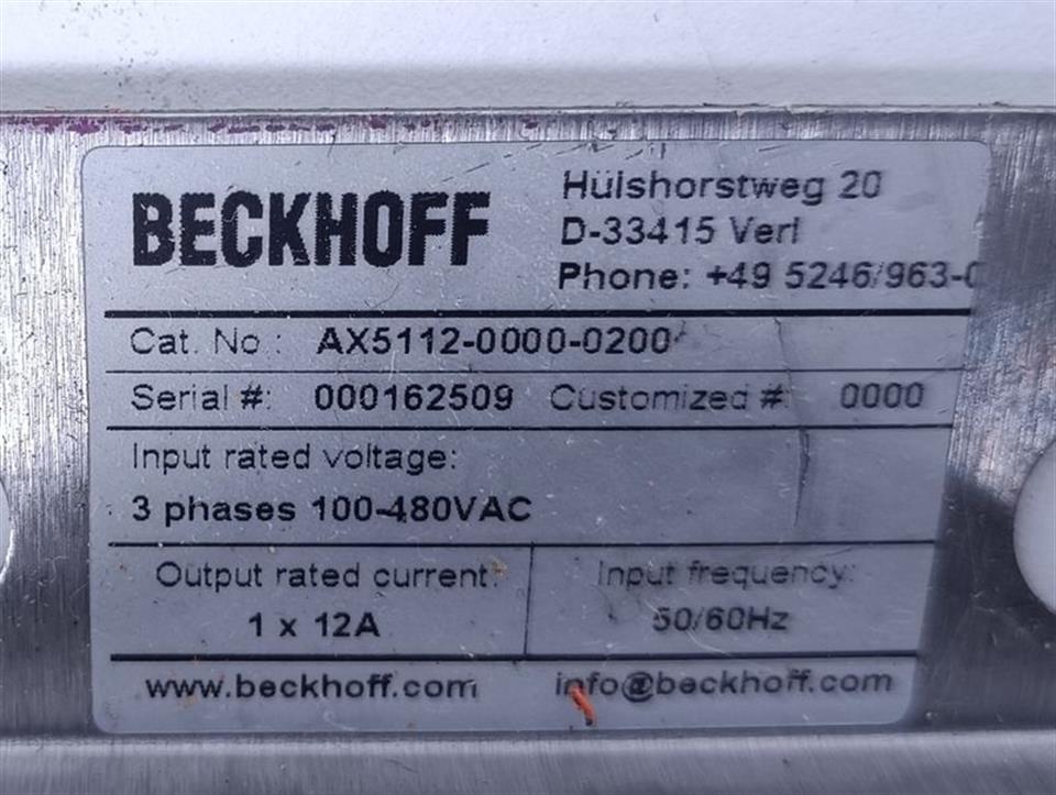 Beckhoff Servo Drive AX5112-0000-0200 + AX5805 Modul TESTED & TOP ZUSTAND