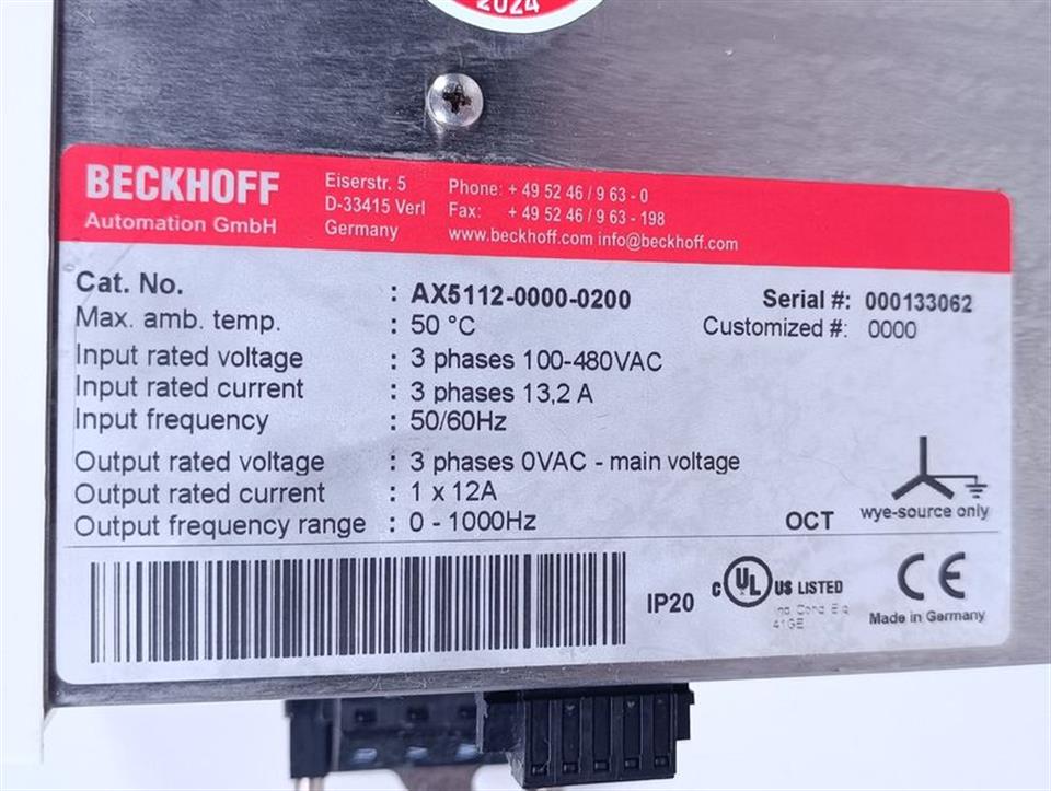 Beckhoff Servo Drive AX5112-0000-0200 + AX5805 TESTED & TOP ZUSTAND