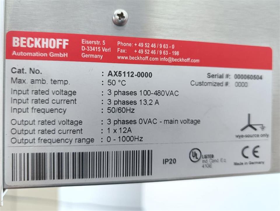 Beckhoff Servo Drive AX5112-0000 + Option AX5801 400V 12A TOP ZUSTAND
