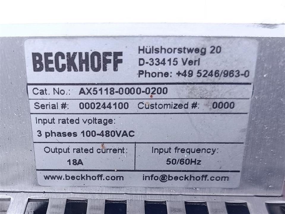 Beckhoff Servo Drive AX5118-0000-0200 + AX5801-0200 TESTED & NEUWERTIG