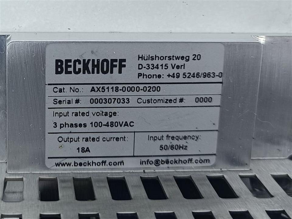 Beckhoff Servo Drive AX5118-0000-0200 + AX5801-0200 TESTED & TOP ZUSTAND