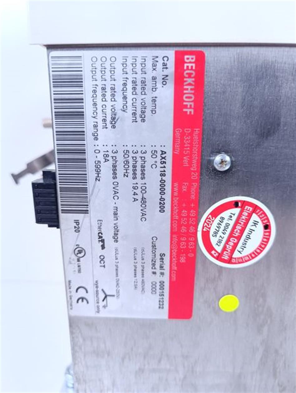 Beckhoff Servo Drive AX5118-0000-0200 + AX5805 TESTED & TOP ZUSTAND