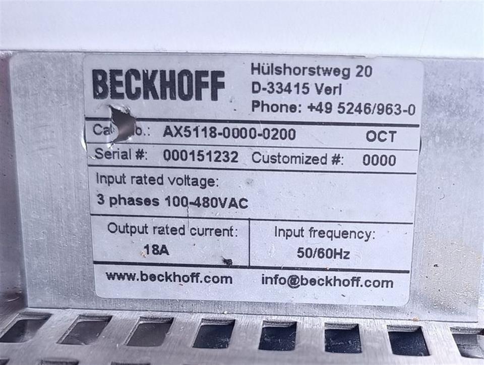 Beckhoff Servo Drive AX5118-0000-0200 + AX5805 TESTED & TOP ZUSTAND