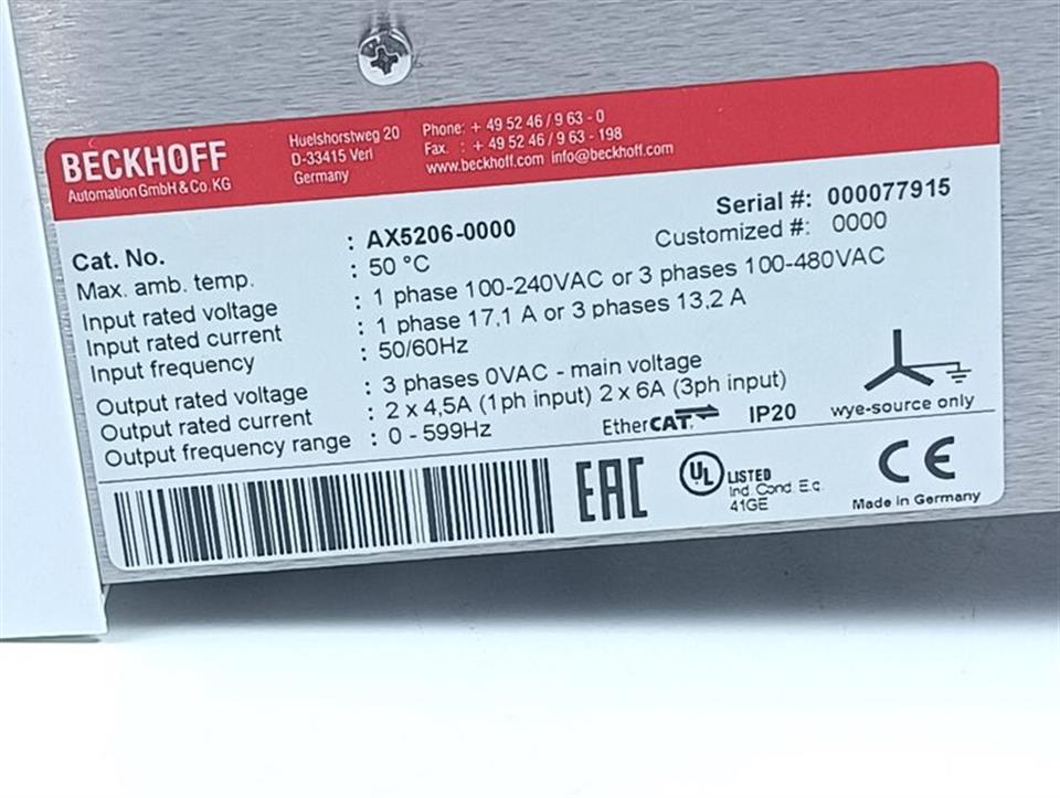 Beckhoff Servo Drive AX5206-0000 2x6A UNUSED & OVP