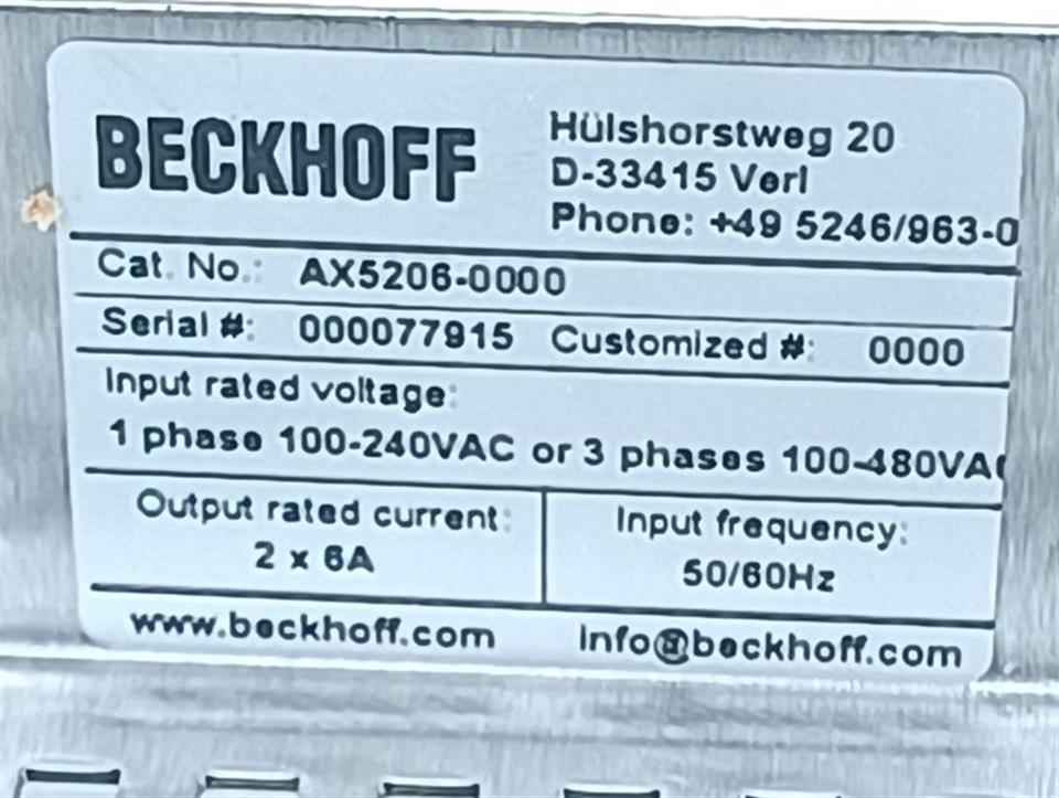 Beckhoff Servo Drive AX5206-0000 2x6A UNUSED & OVP