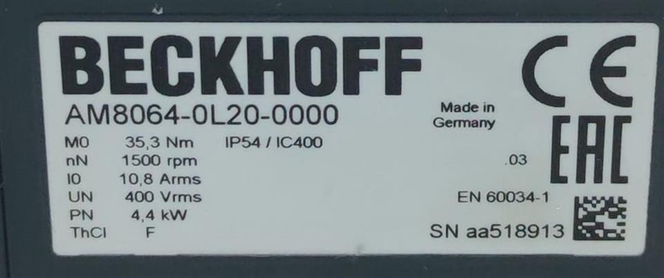 Beckhoff Servomotor AM8064-0L20-0000 NEUWERTIG