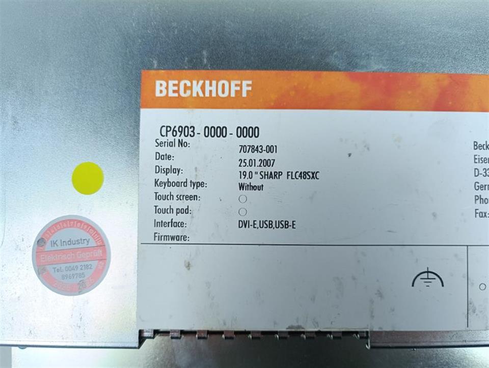 Beckhoff Touchscreen CP6903-0000-0000 19,0" Sharp FLC48SXC TESTED & TOP ZUSTAND