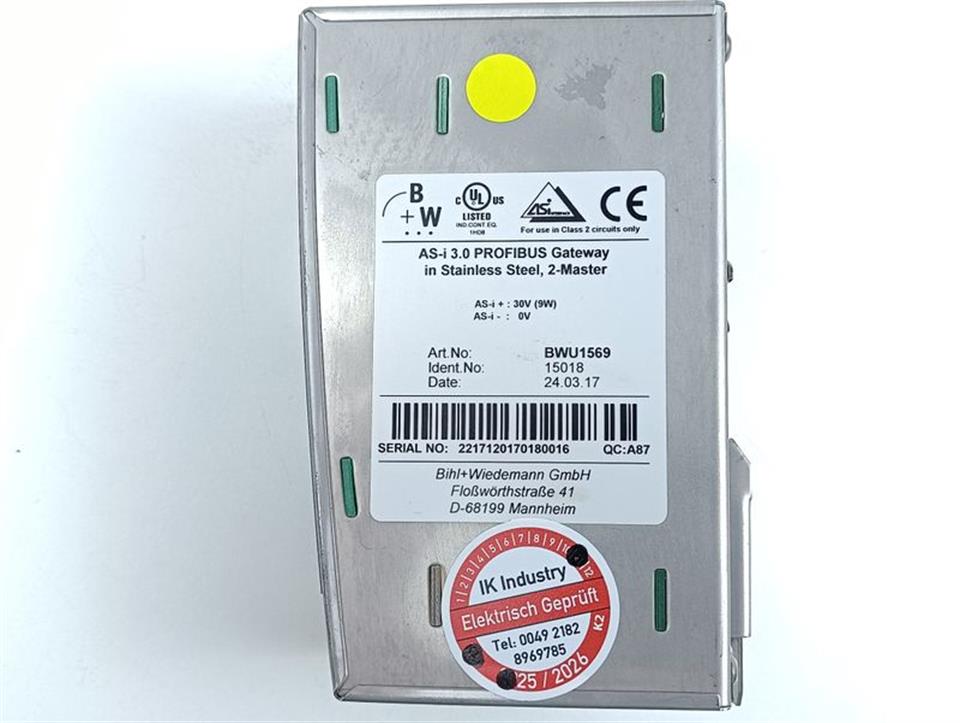 Bihl + Wiedemann BWU1569 AS-i 3.0 Profibus Gateway 30V 9W TESTED & TOP ZUSTAND