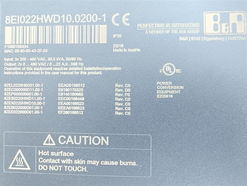 B&R Automation 8EI022HWD10.0200-1 ACOPOS P3 Servoantrieb TESTED & NEUWERTIG