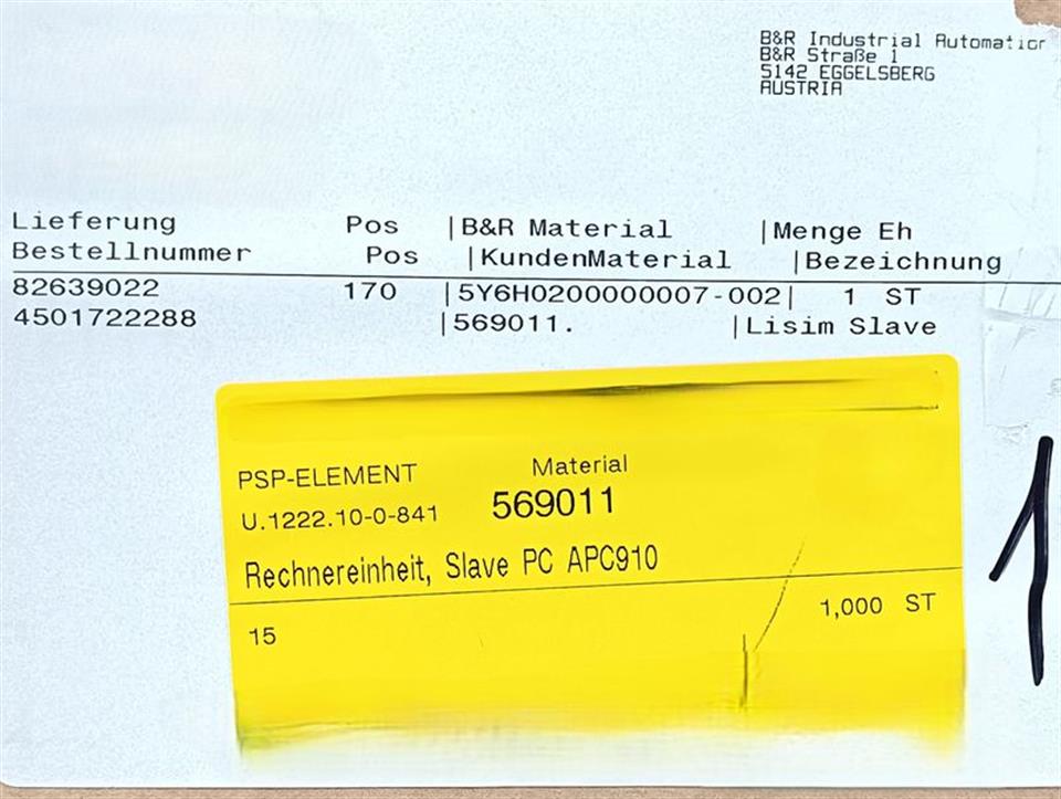 B&R Automation PC 910 5Y6H0200000007-002 KLPH0168447 Industrie-PC NEUWERTIG OVP